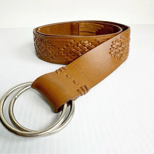 Calvin Klein Jeans Leather Belt O Ring Woven Basket Weave Size Medium Weastern